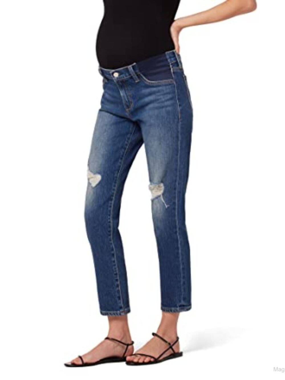 Maternity Crop Jeans Straight Leg Mid Rise Ankle 26.5" Inseam